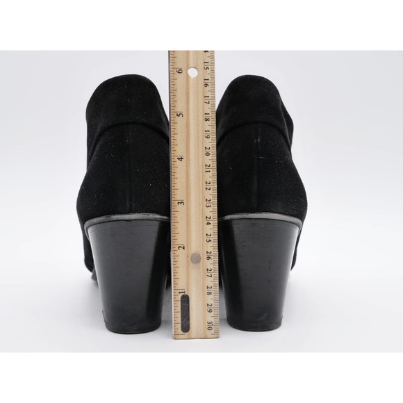 Paul Green Booties Womens 8.5 Black Suede Almond Toe Zip Ankle Boots Cone Heel - Picture 9 of 11